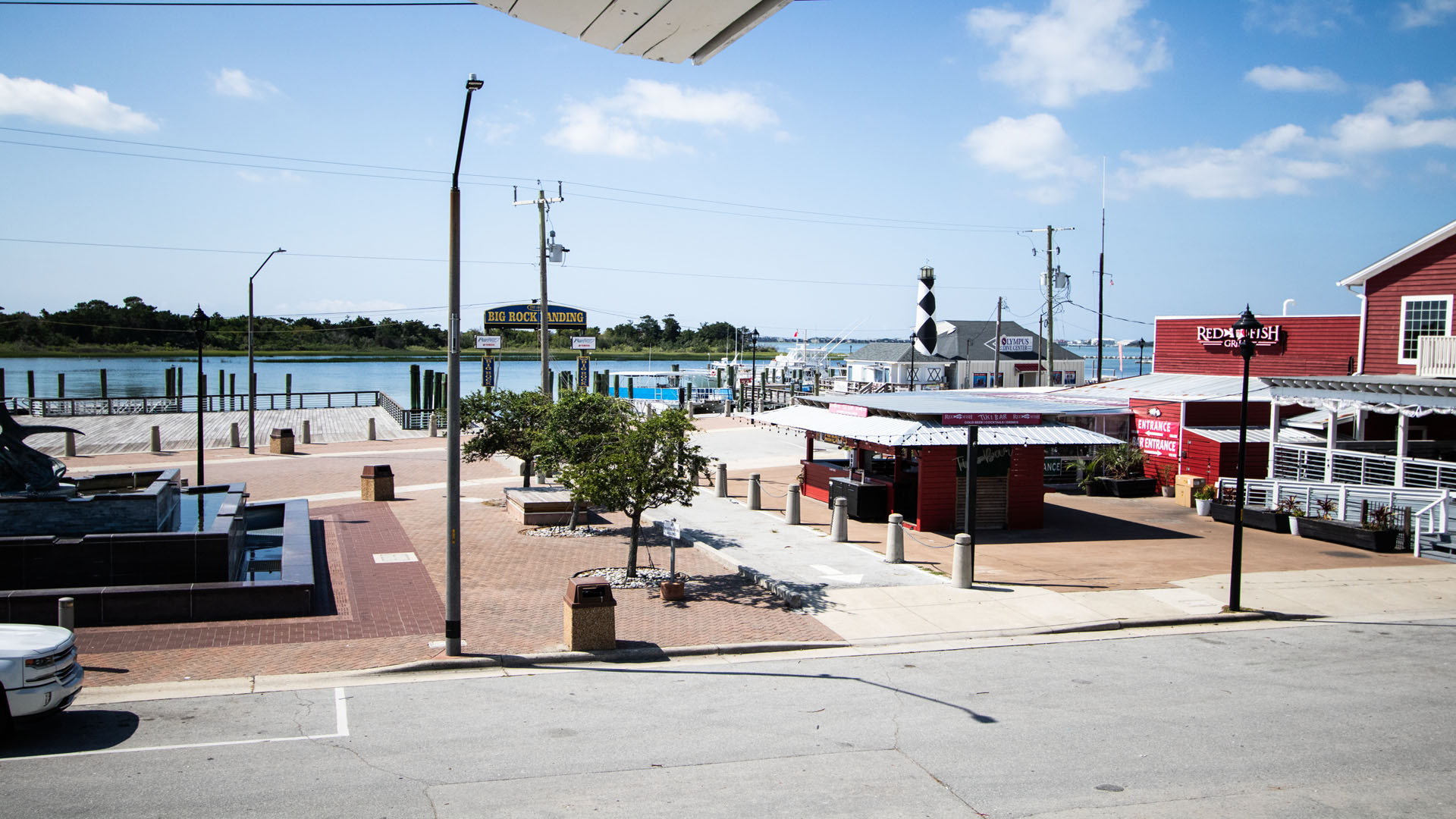 View of Big Rock Landing and the Big Rock Blue Marlin Tournament weigh-in area from the Lofts at Big Rock Landing, Morehead City NC